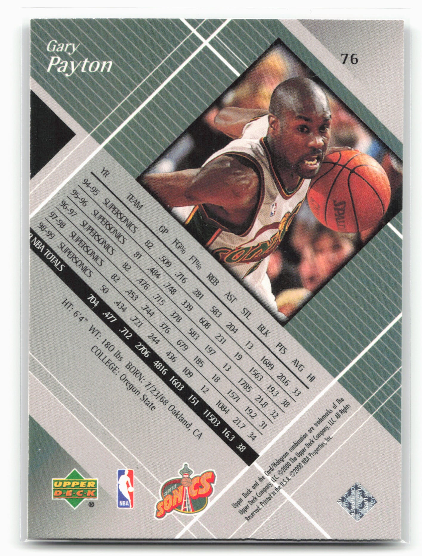 1999-00 Upper Deck Black Diamond #76 Gary Payton
