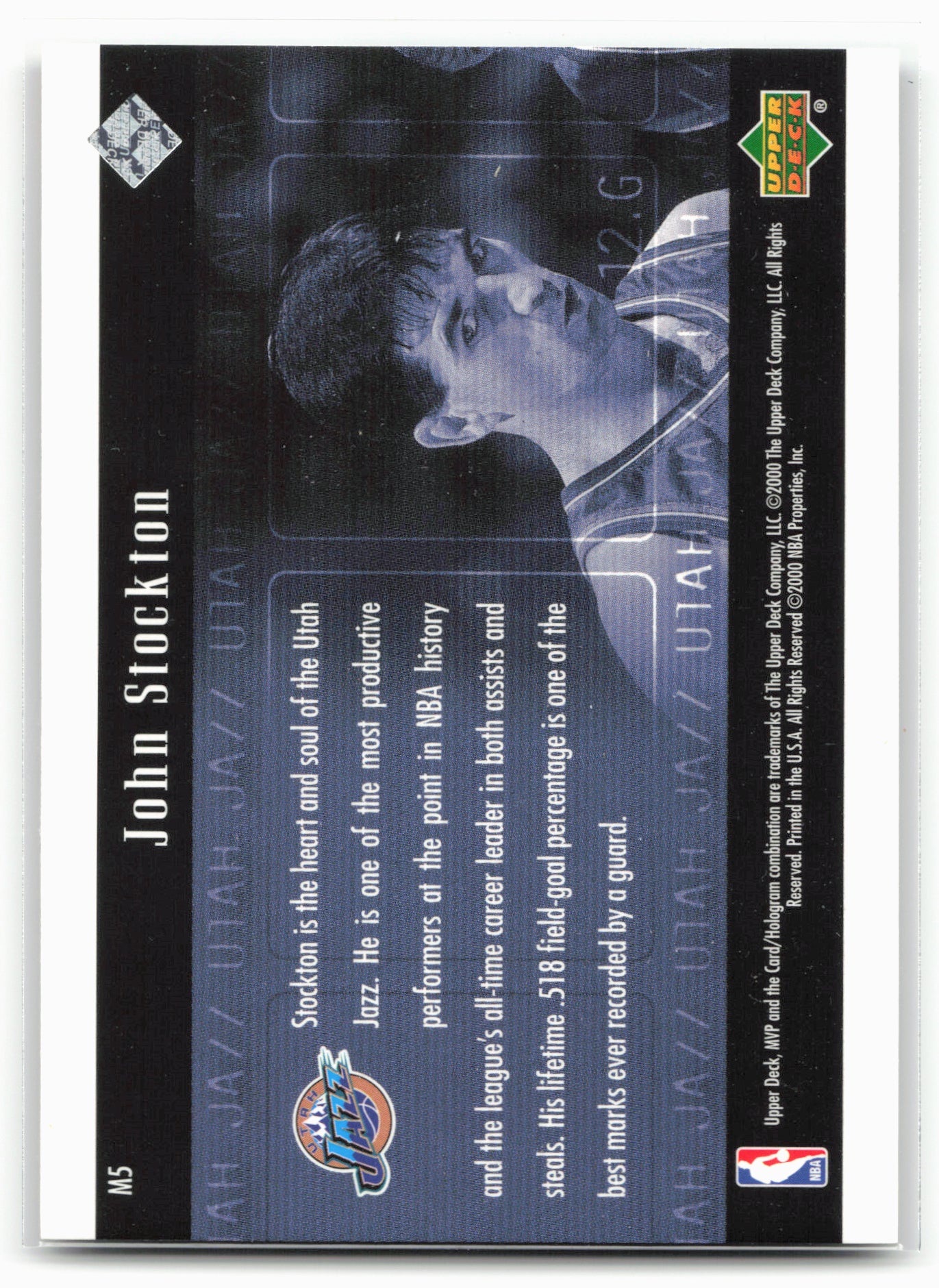 2000-01 Upper Deck MVP #M5 John Stockton MVP Theatre 21528