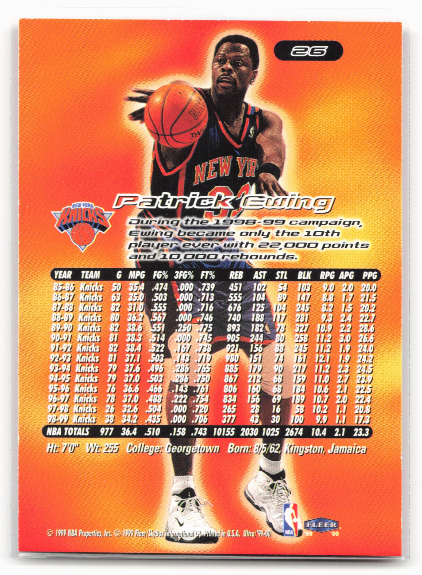 1999-00 Ultra #26 Patrick Ewing