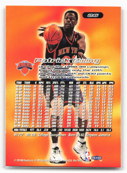 1999-00 Ultra #26 Patrick Ewing