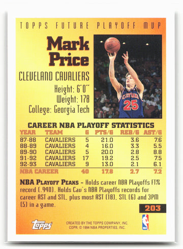 1993-94 Topps #203 Mark Price Gold 21537