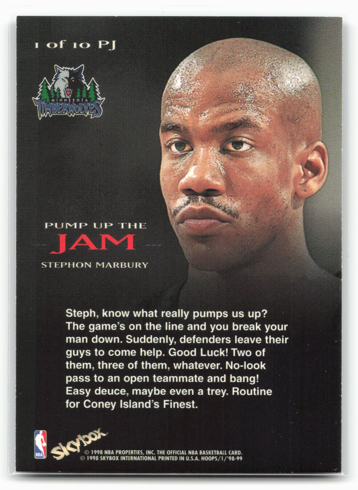 1998-99 Hoops #1 PJ Stephon Marbury Pump Up the Jam