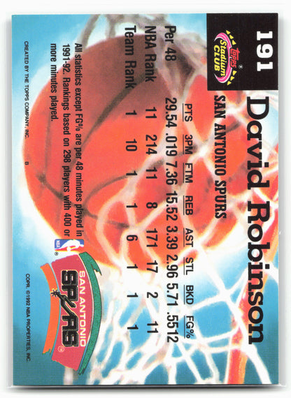 1992-93 Stadium Club #191 David Robinson