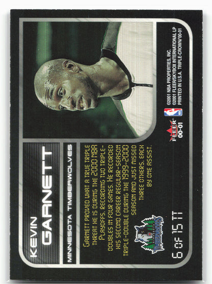 2000-01 Fleer Triple Crown #6 TT Kevin Garnett Triple Threats