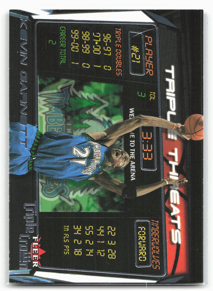 2000-01 Fleer Triple Crown #6 TT Kevin Garnett Triple Threats