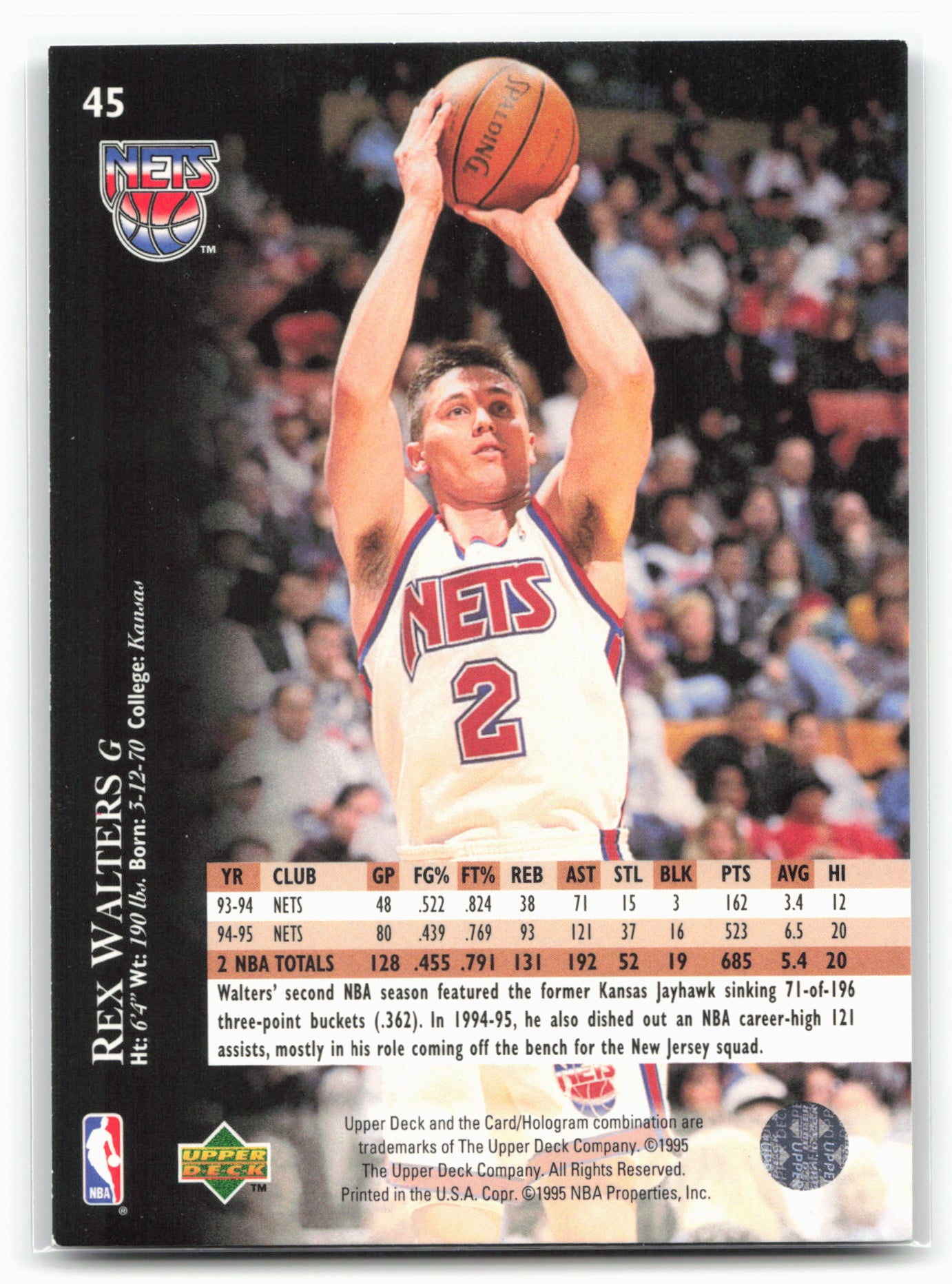 1995-96 Upper Deck #45 Rex Walters Electric Court