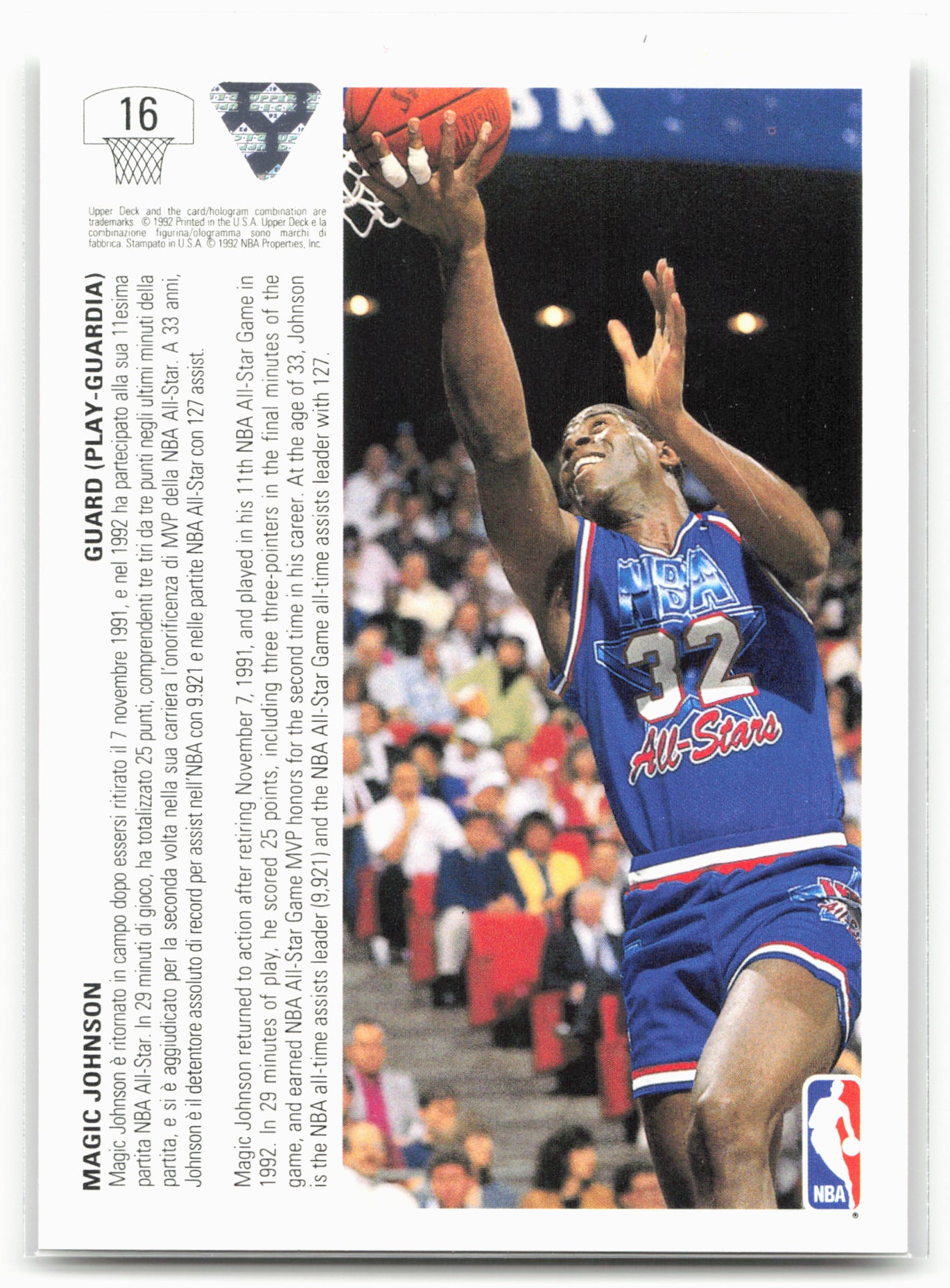 1991-92 Upper Deck Italian #16a Magic Johnson