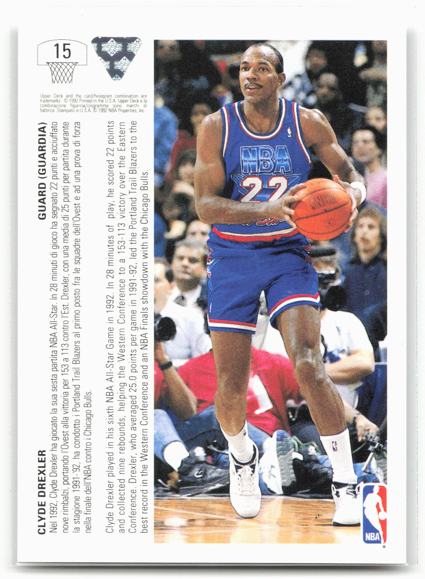 1991-92 Upper Deck Italian #15a Clyde Drexler