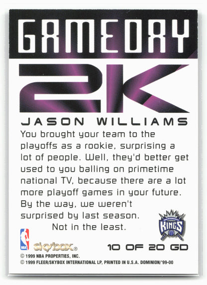 1999-00 SkyBox Dominion #10 GD Jason Williams Game Day 2K