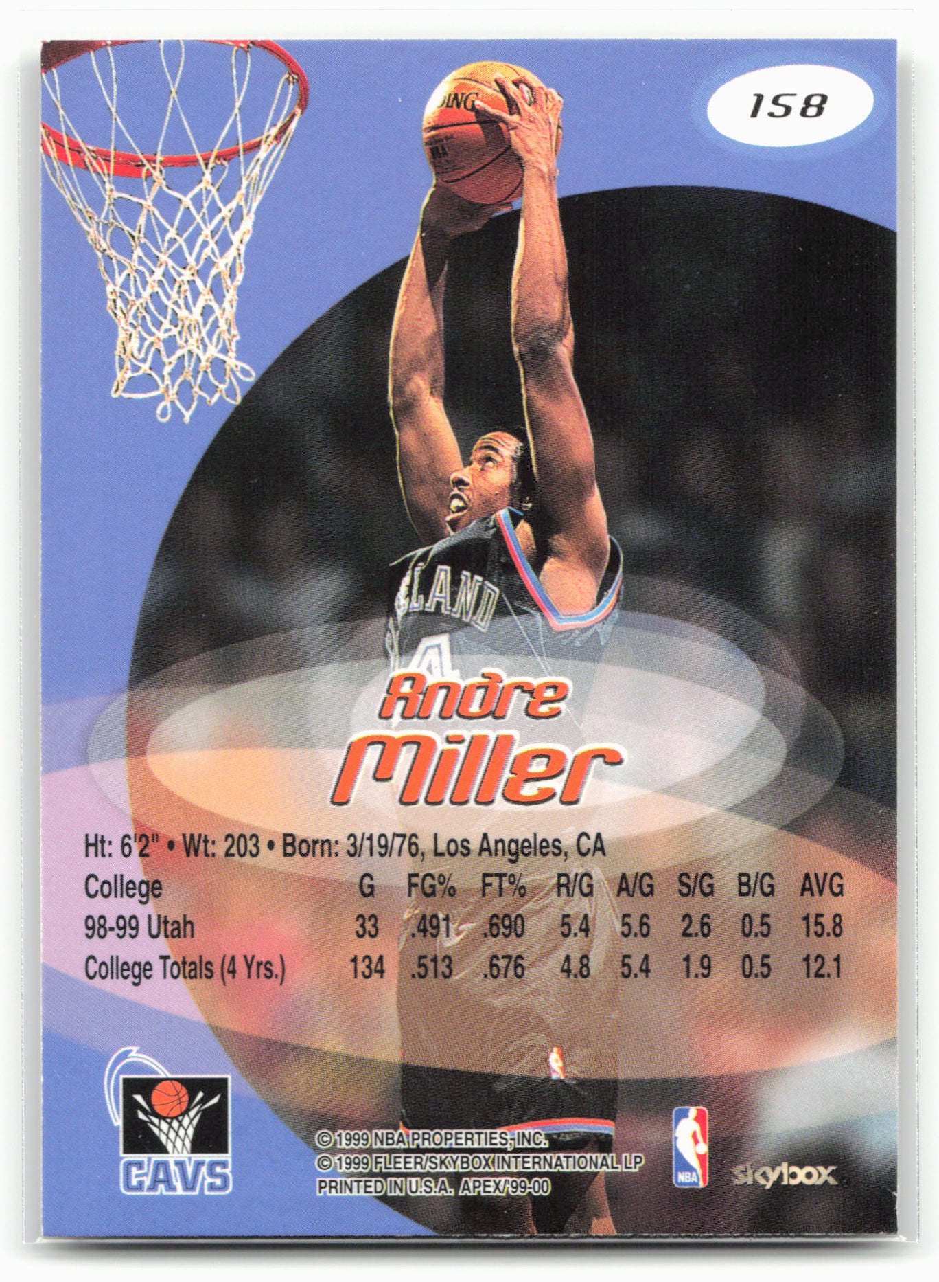 1999-00 SkyBox Apex #158 Andre Miller