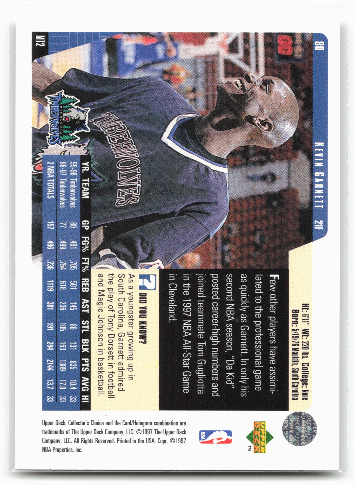 1997-98 Collector's Choice #80 Kevin Garnett