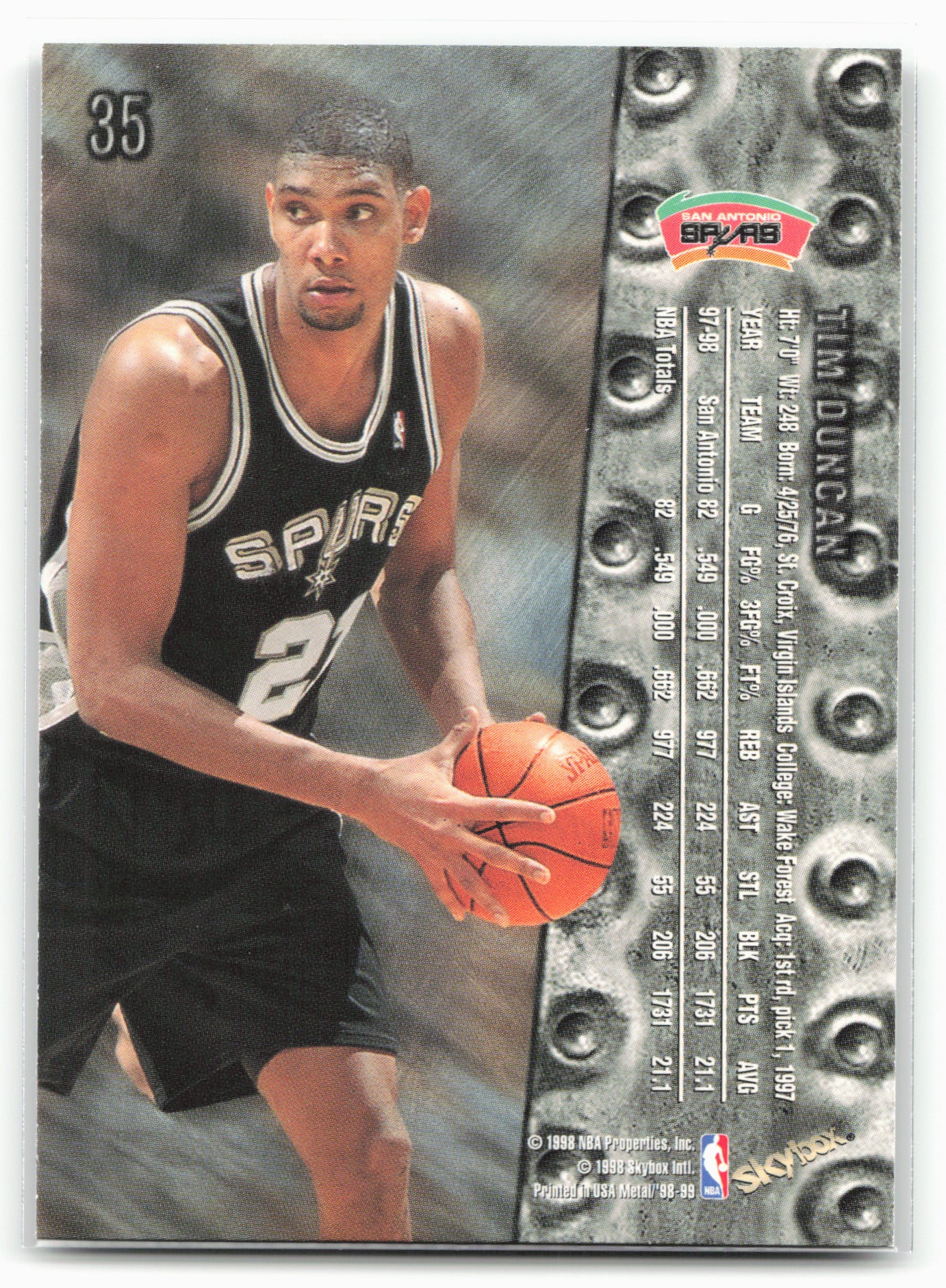 1998-99 Metal Universe #35 Tim Duncan