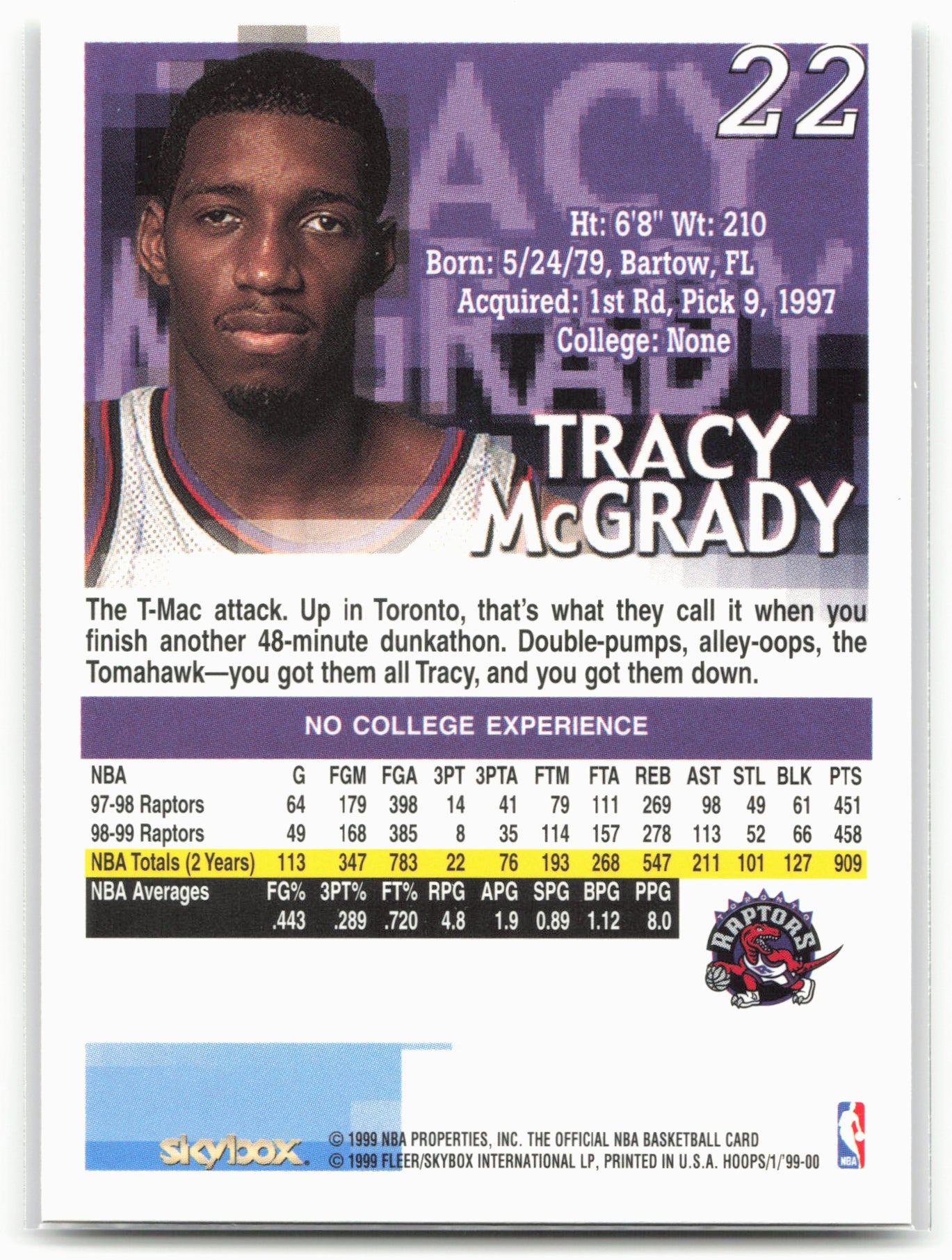 1999-00 Hoops #22 Tracy McGrady