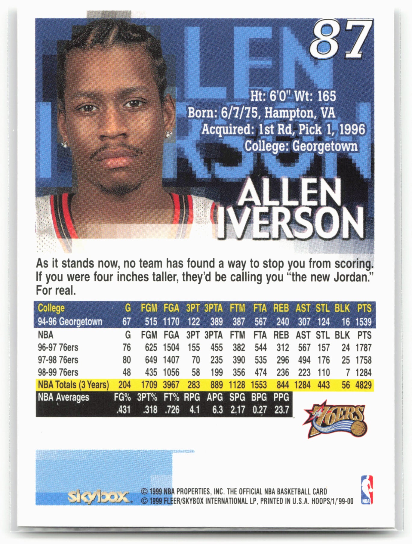1999-00 Hoops #87 Allen Iverson