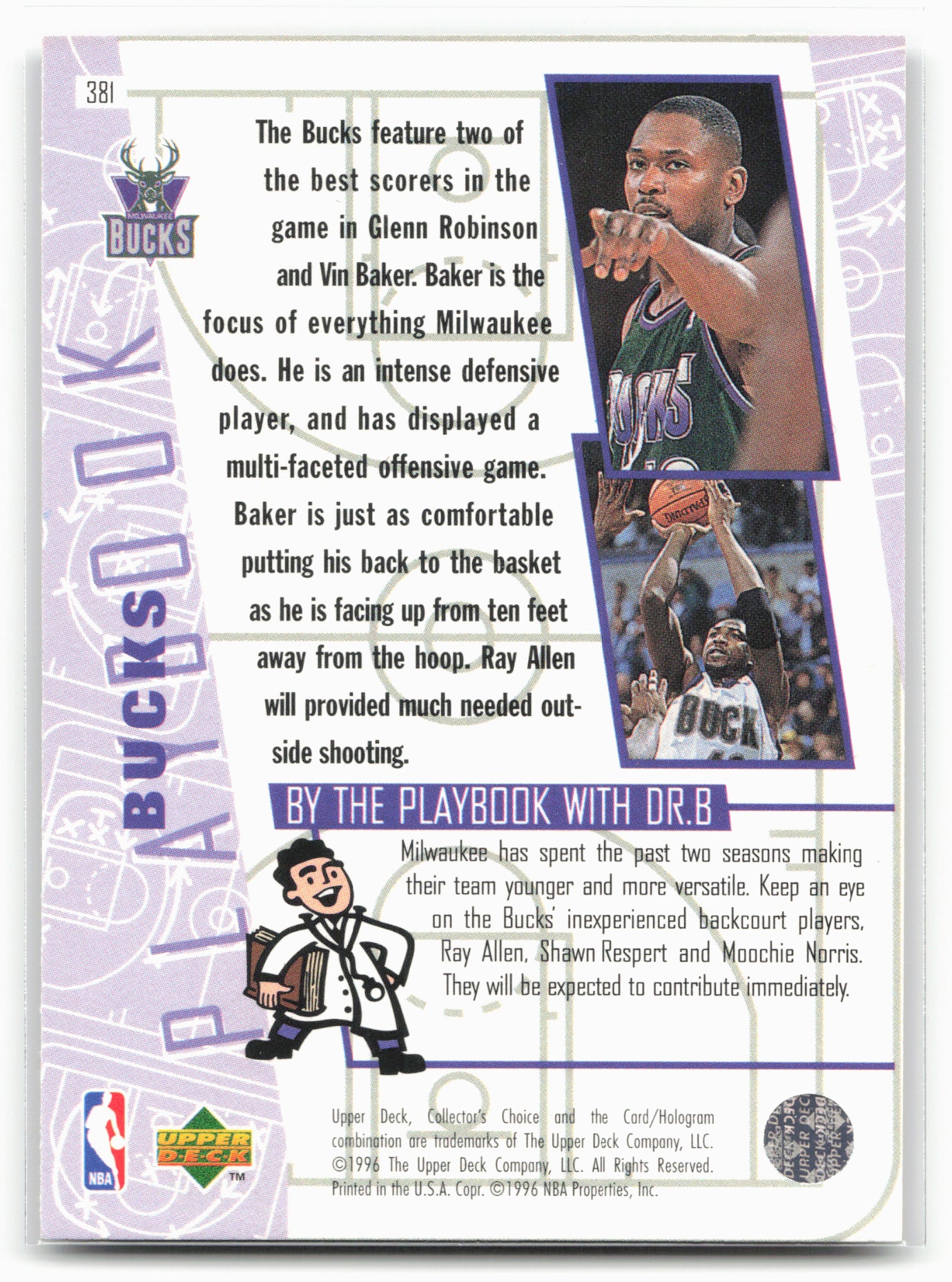 1996-97 Collector's Choice #381 Bucks Playbook