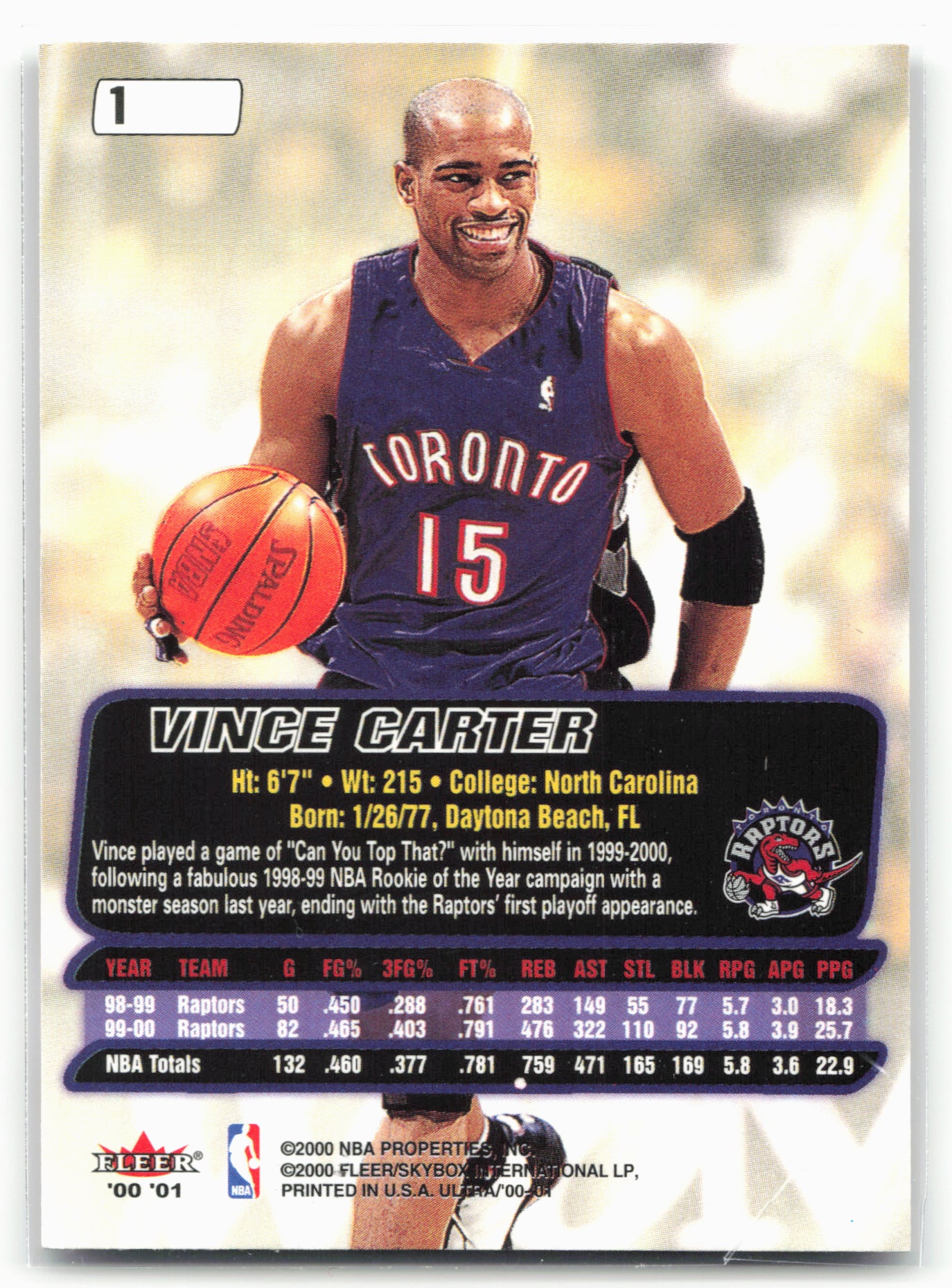2000-01 Ultra #1 Vince Carter