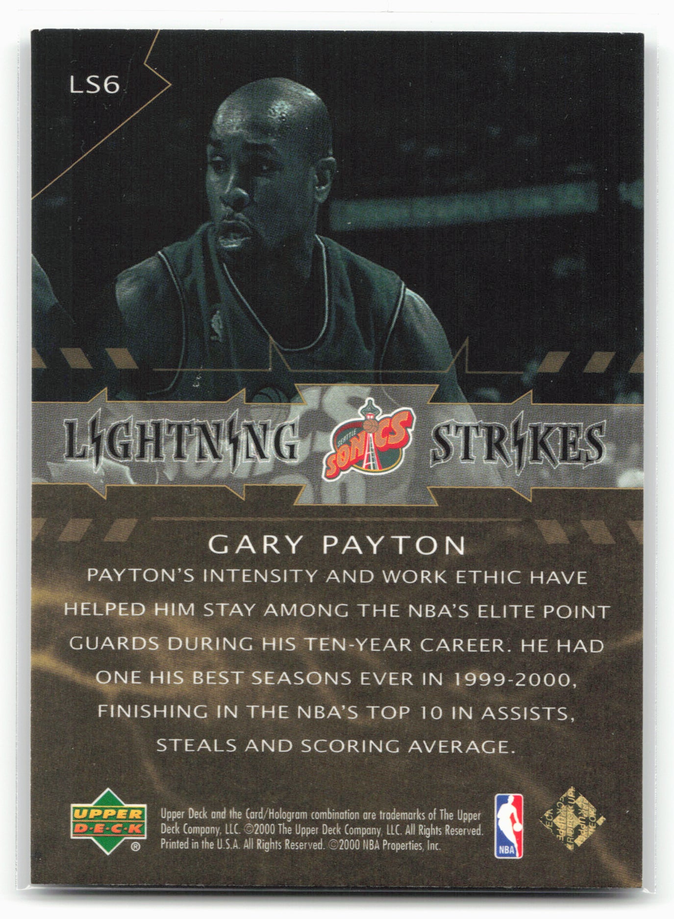 2000-01 Upper Deck #LS6 Gary Payton Lightning Strikes