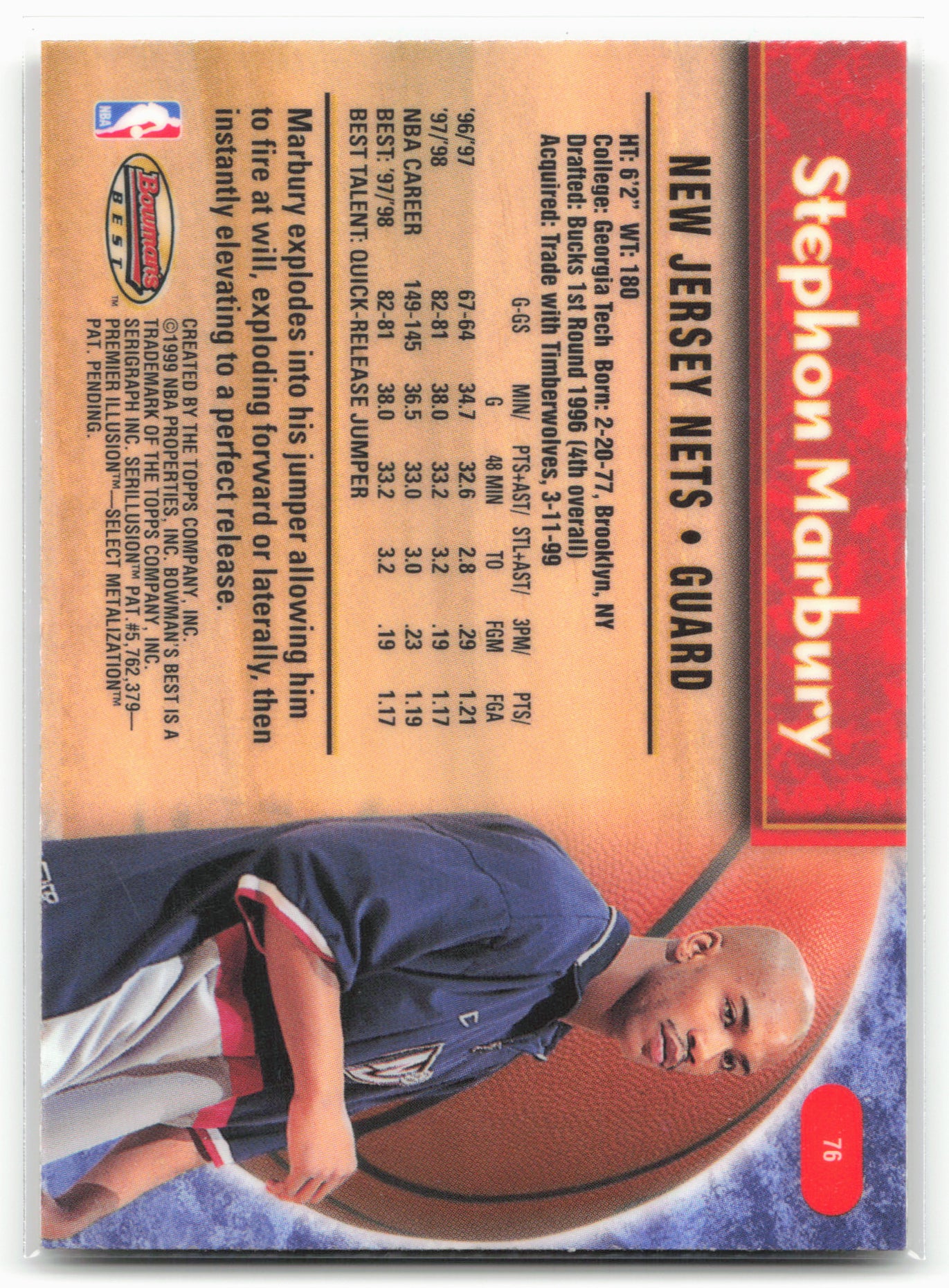 1998-99 Bowman's Best #76 Stephon Marbury