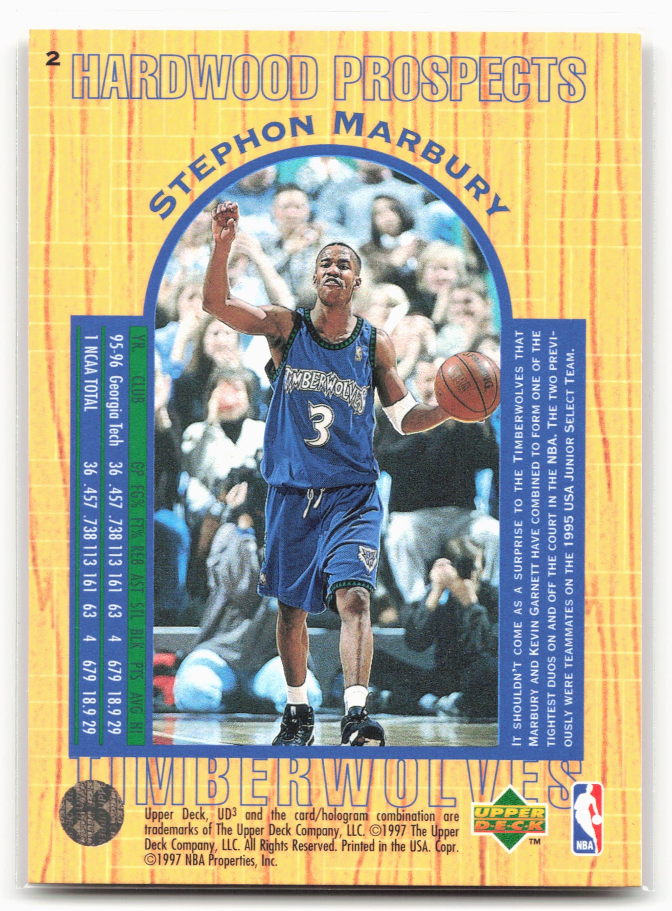 1996-97 Upper Deck UD3 #2 Stephon Marbury 21661