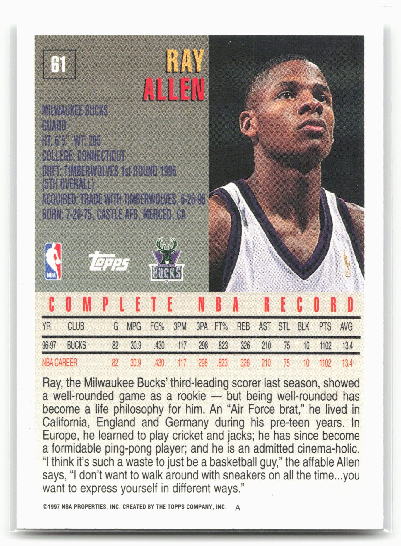 1997-98 Topps #61 Ray Allen