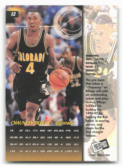 1997 Press Pass #12 Chauncey Billups Blue Torquers
