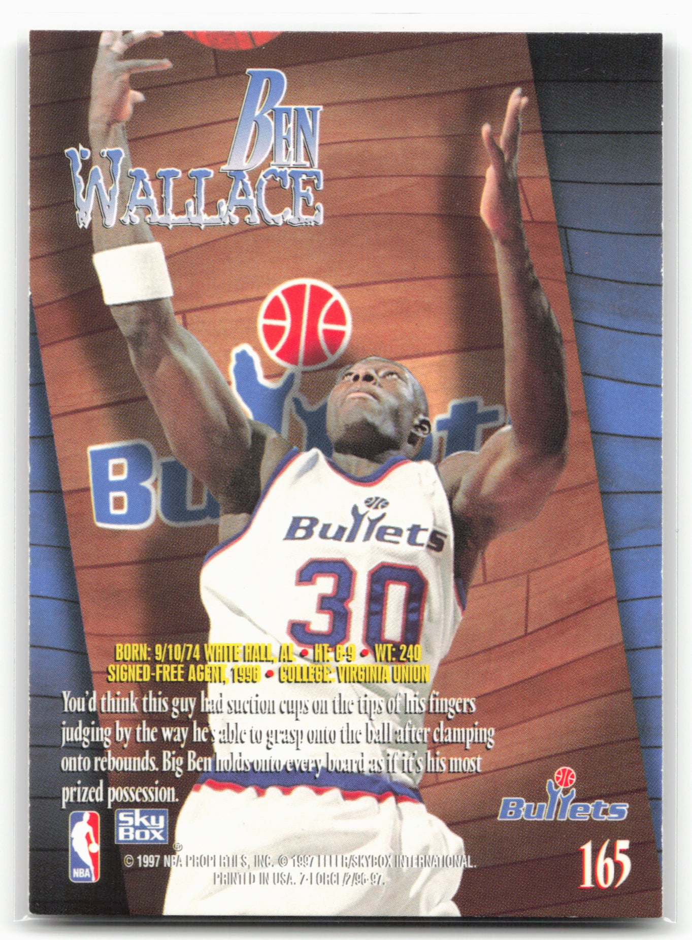 1996-97 SkyBox Z-Force #165 Ben Wallace