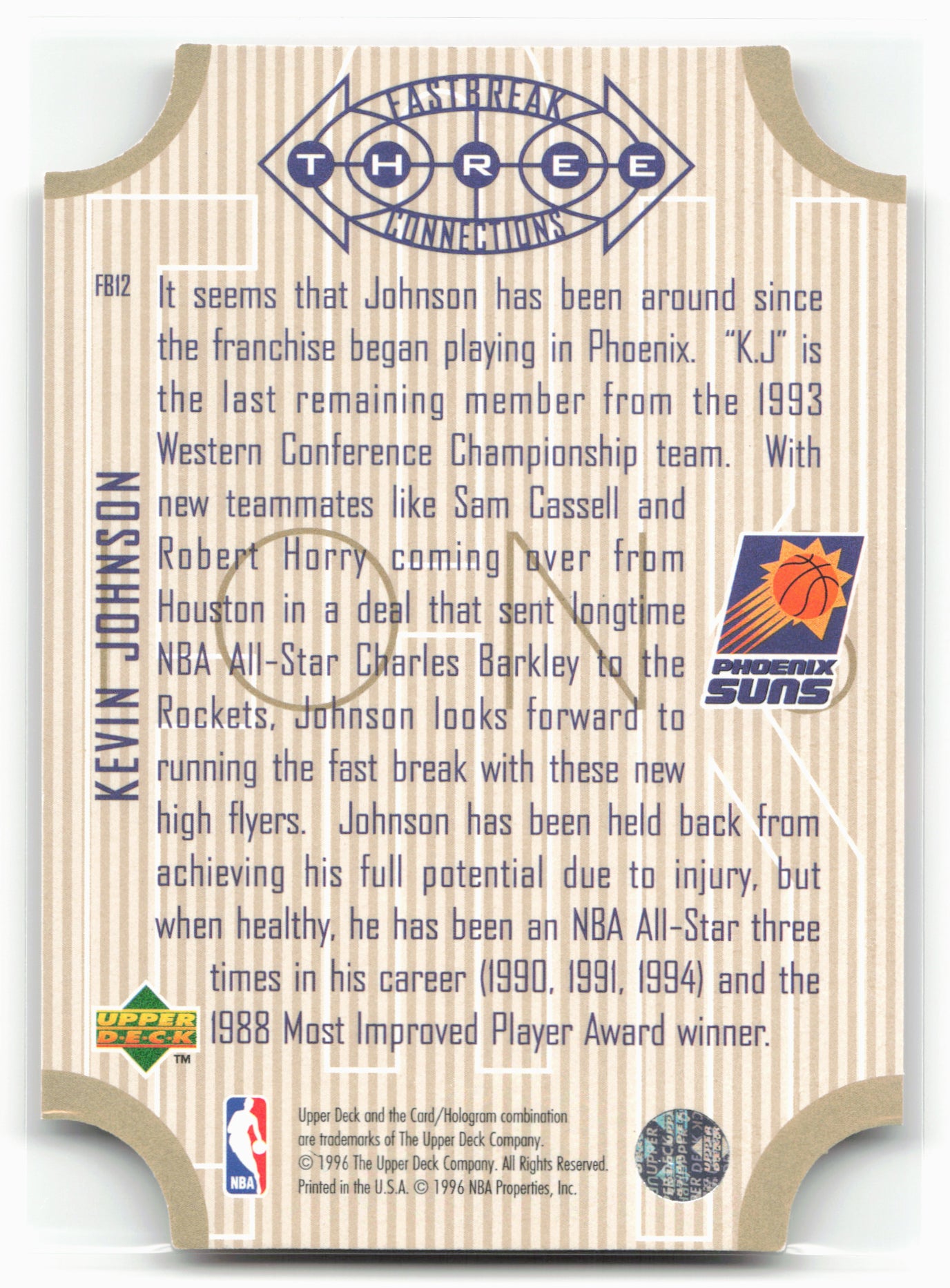 1996-97 Upper Deck #FB12 Kevin Johnson Fast Break Connections