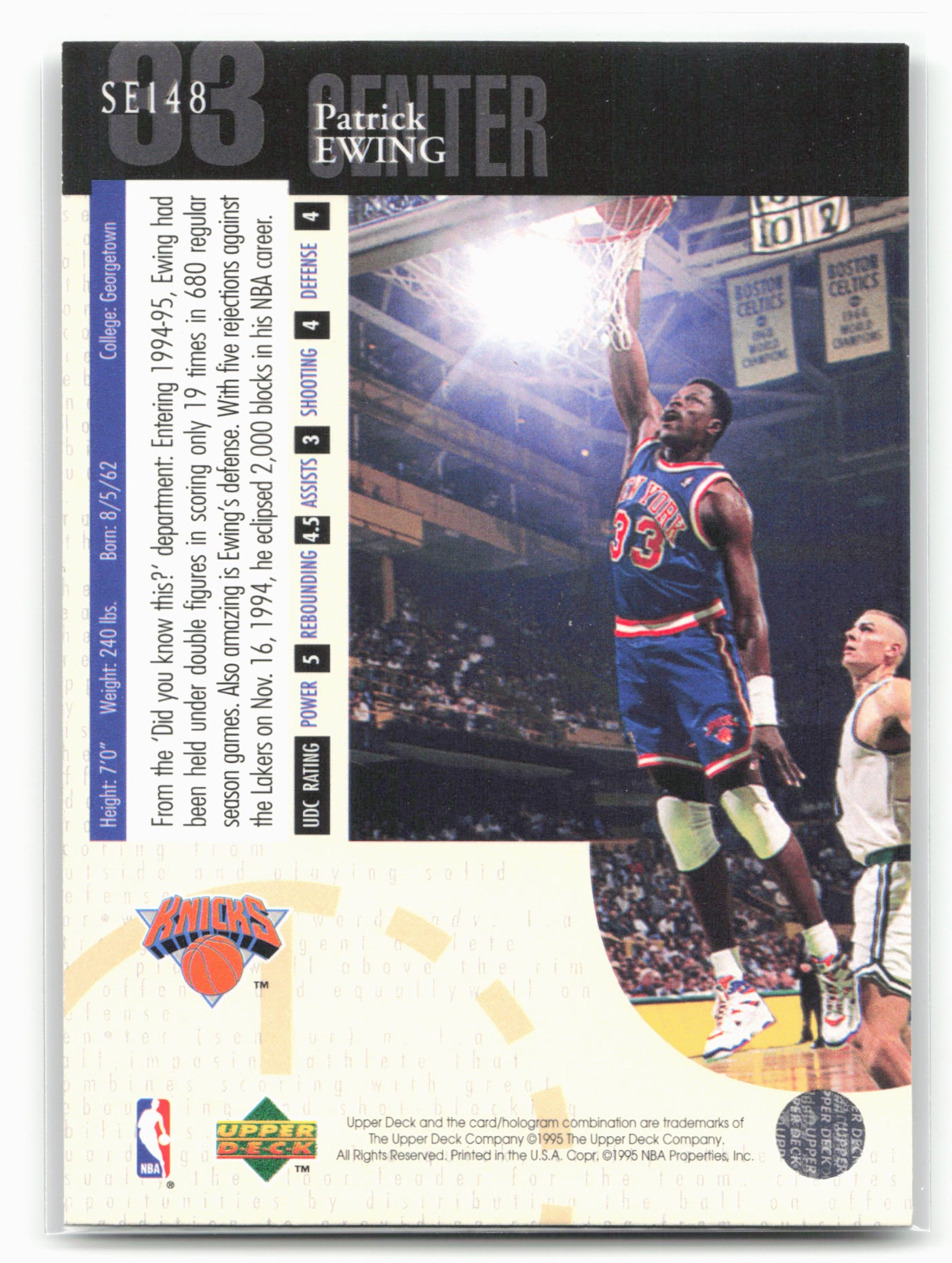 1994-95 Upper Deck #SE148 Patrick Ewing Special Edition