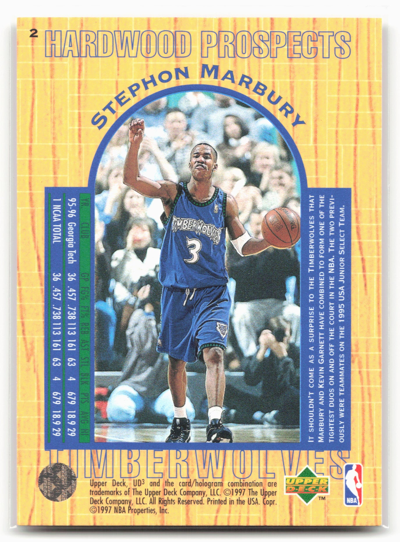 1996-97 Upper Deck UD3 #2 Stephon Marbury 21705