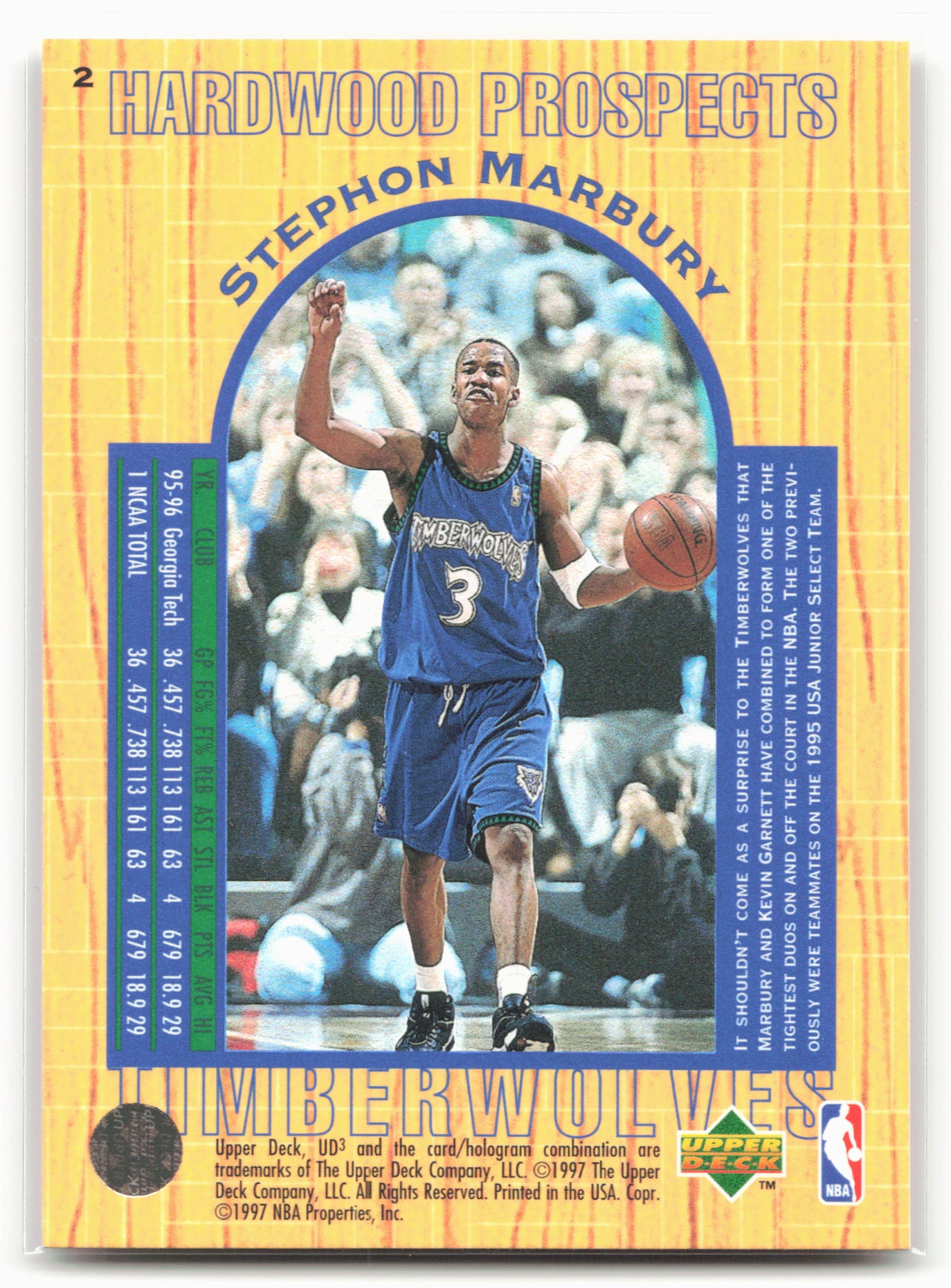 1996-97 Upper Deck UD3 #2 Stephon Marbury 21707