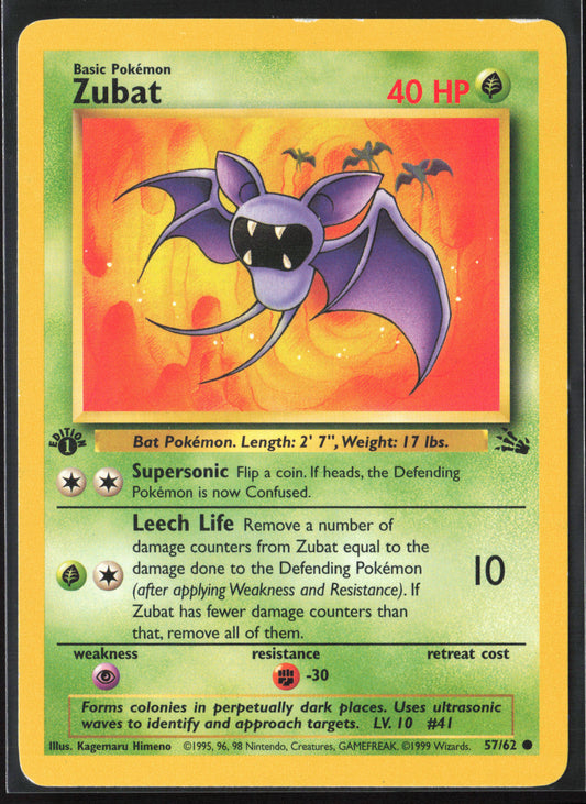Fossil #57/62 Zubat 21793-First Edition - Non-Holo
