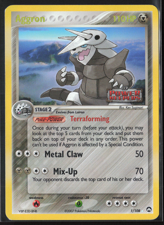 Power Keepers #1/108 Aggron 21846-Stamped-Holo