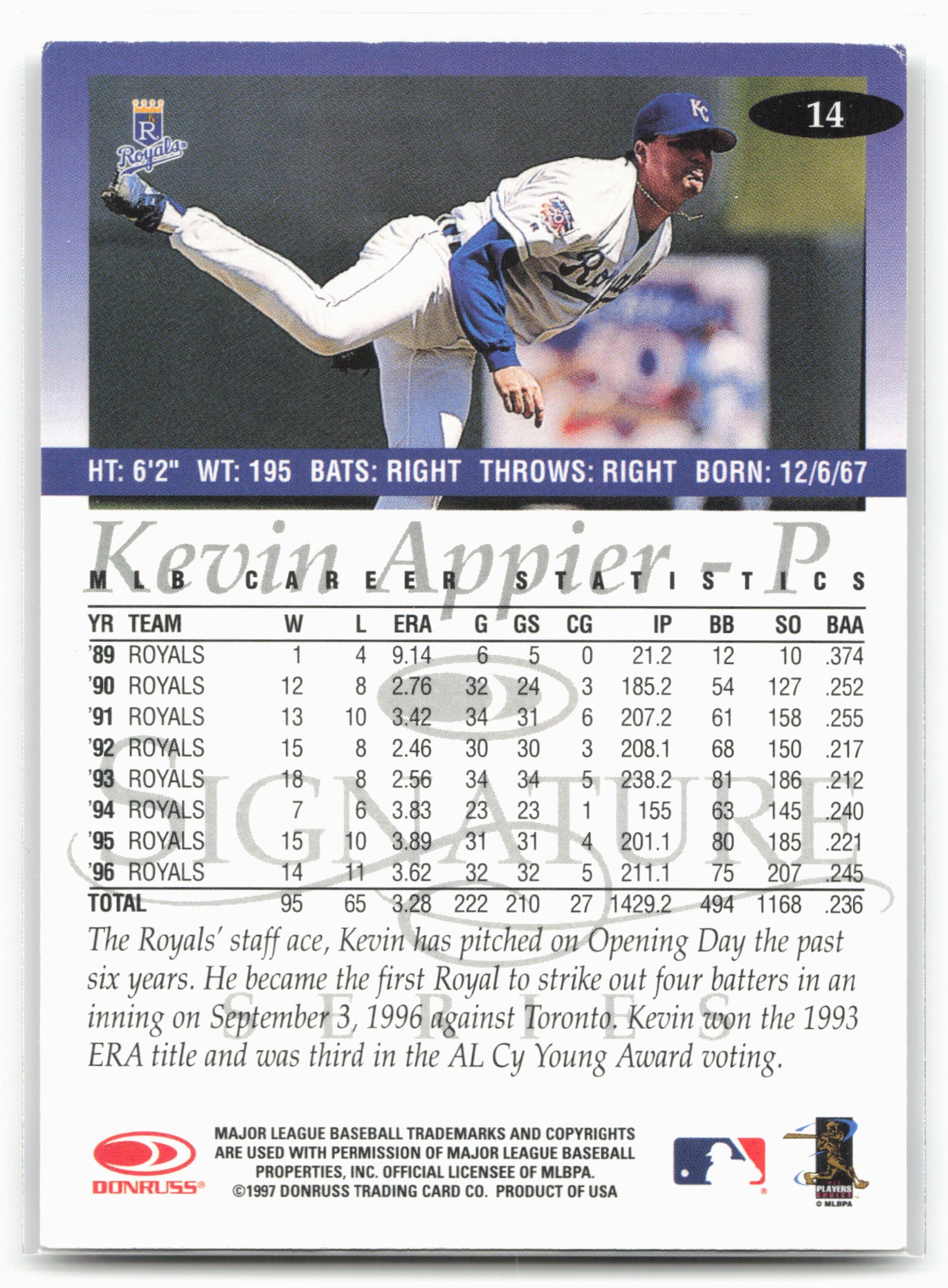 1997 Donruss Signature Series #14 Kevin Appier
