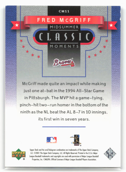 2001 Upper Deck #CM11 Fred McGriff Midsummer Classic Moments