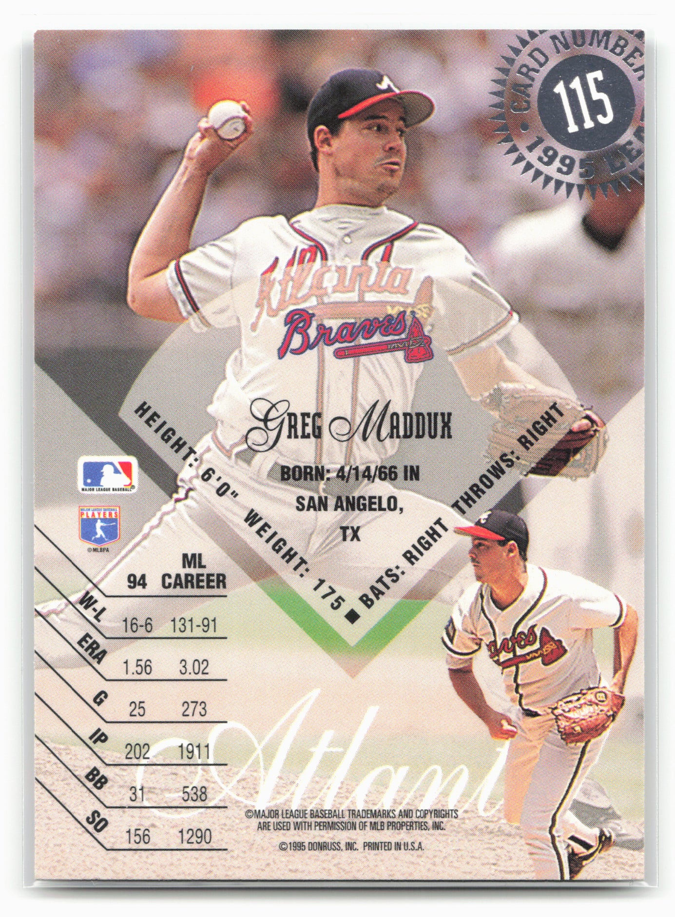 1995 Leaf #115 Greg Maddux