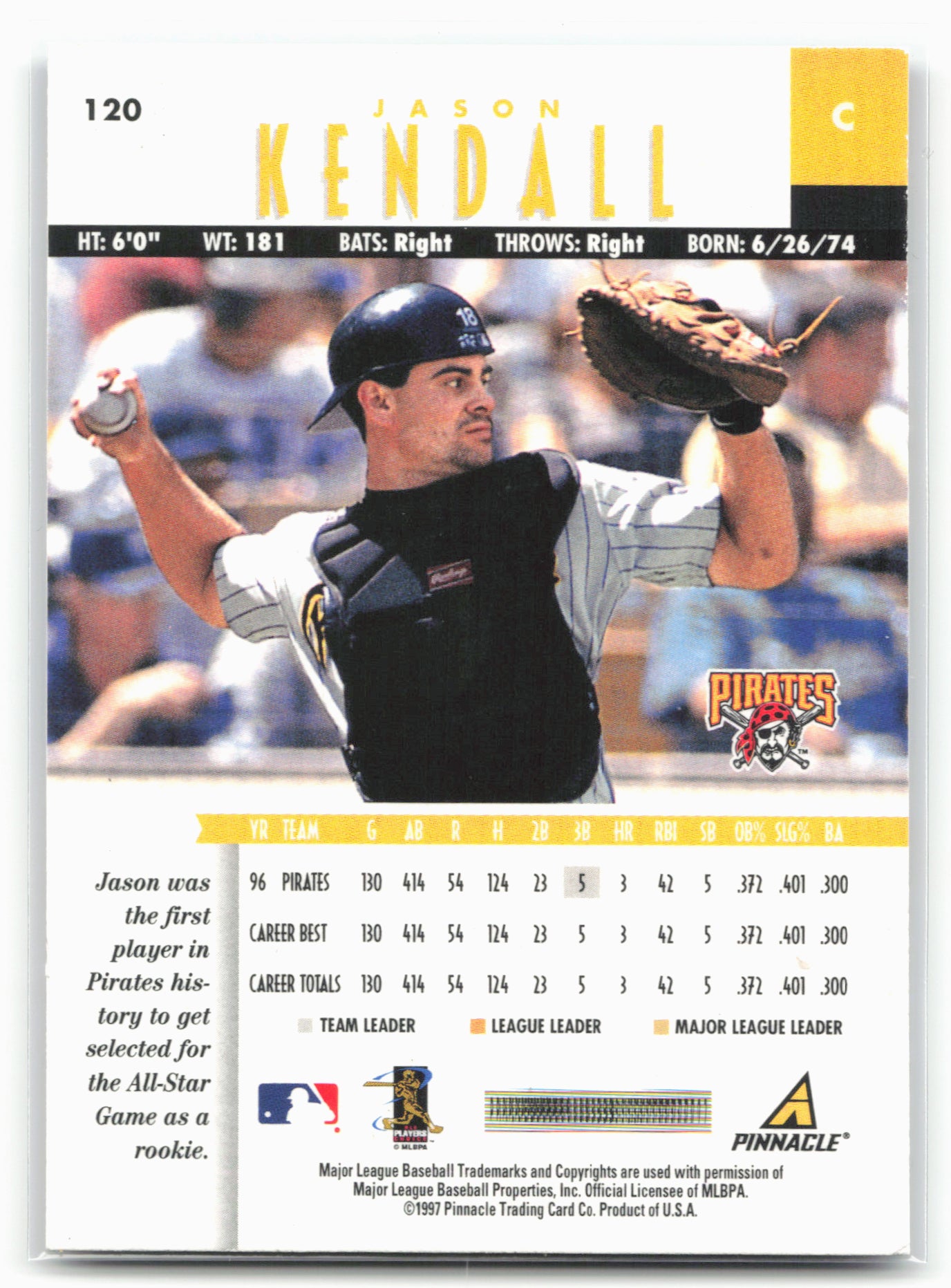 1997 New Pinnacle #120 Jason Kendall