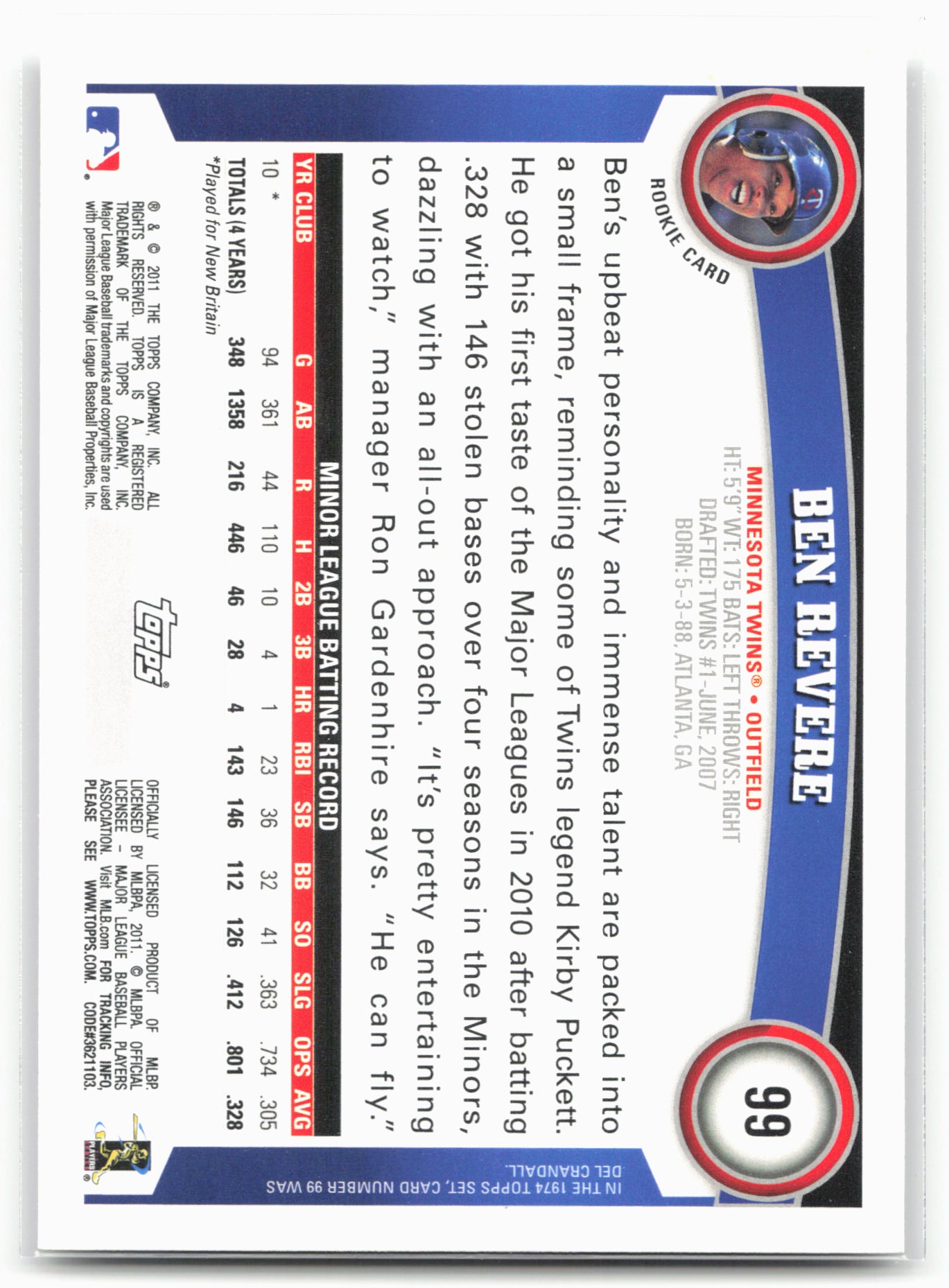 2011 Topps #99 Ben Revere