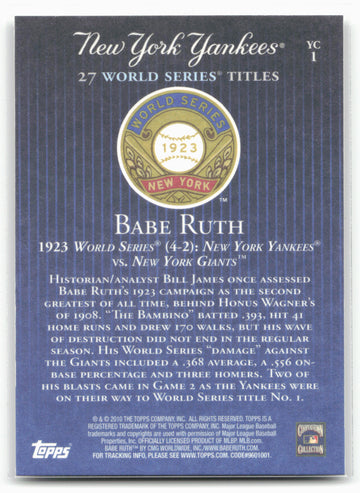 
2010 Topps New York Yankees 27 World Series Championships #YC1 Babe Ruth 21901