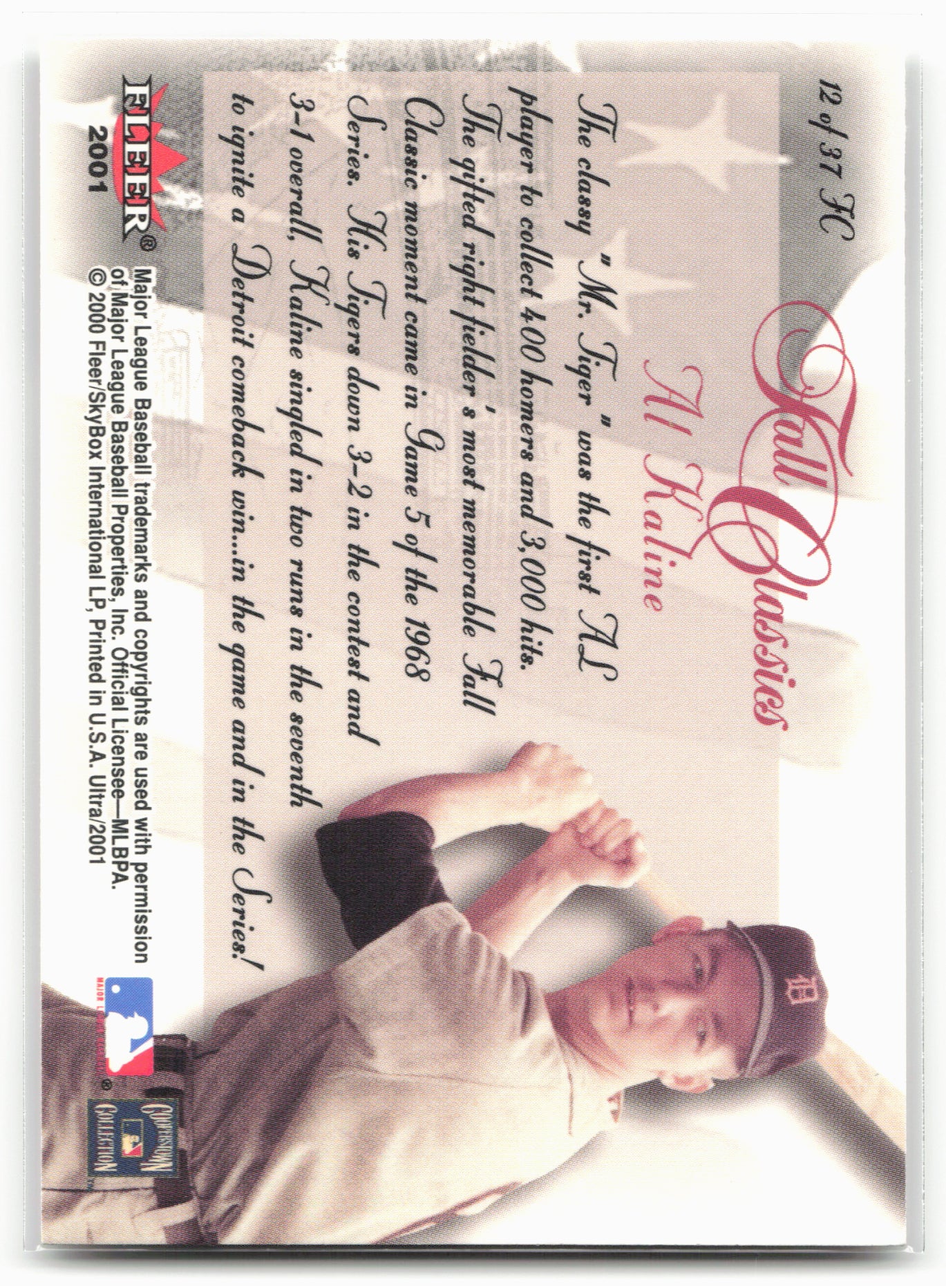 2001 Ultra #12FC Al Kaline Fall Classics