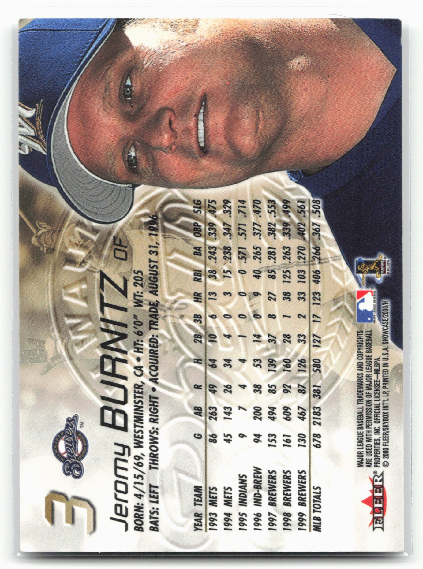 2000 Fleer Showcase #3 Jeromy Burnitz