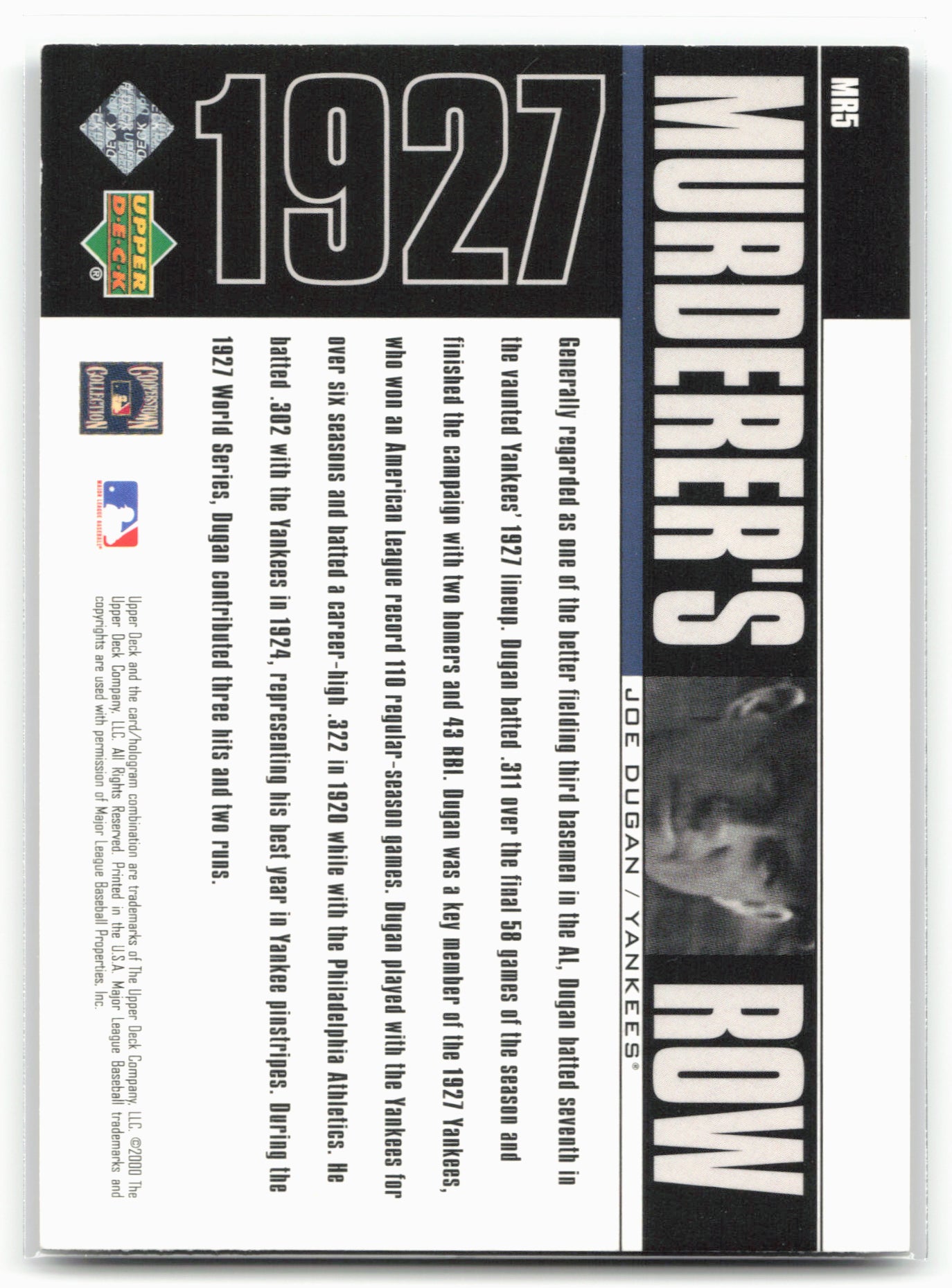 2000 Upper Deck Yankees Legends #MR5 Joe Dugan Murderer's Row