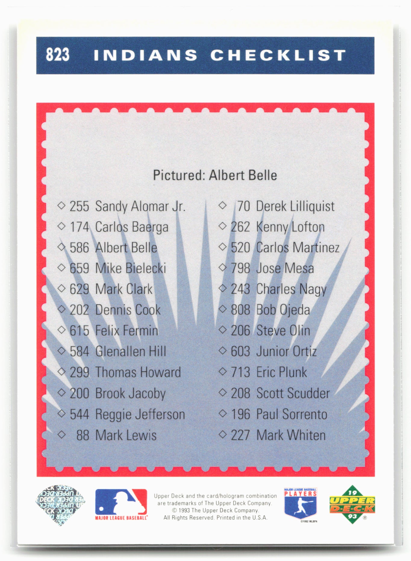 1993 Upper Deck #823 Albert Belle