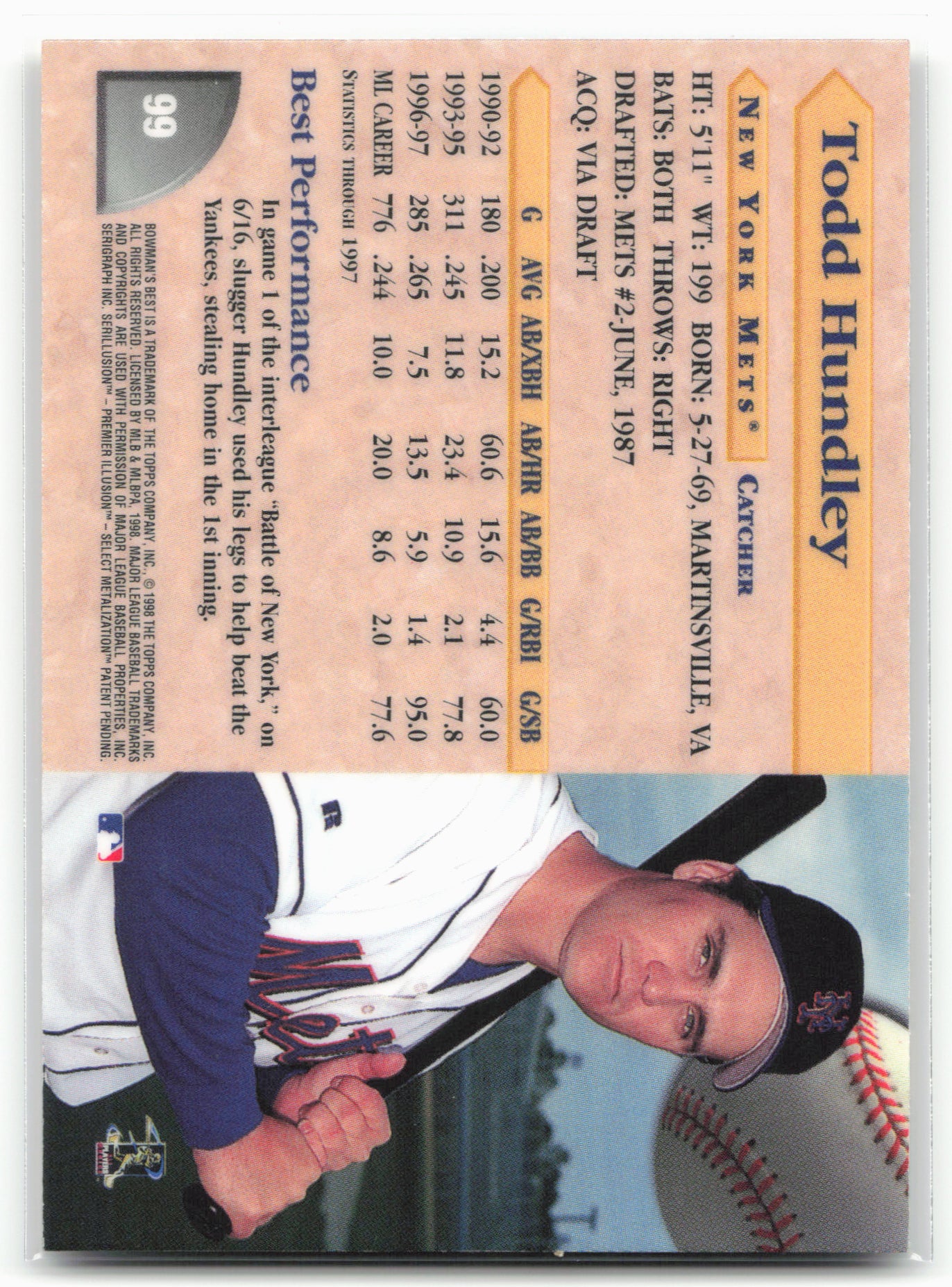 1998 Bowman's Best #99 Todd Hundley