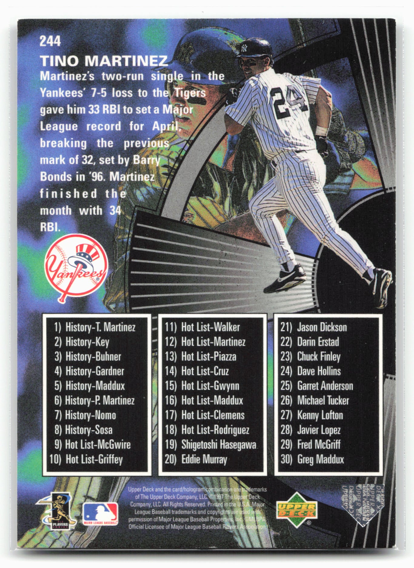 1998 Upper Deck #244 Tino Martinez