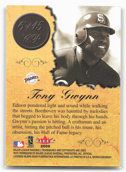 2000 Fleer Showcase #6CP Tony Gwynn Consummate Prose