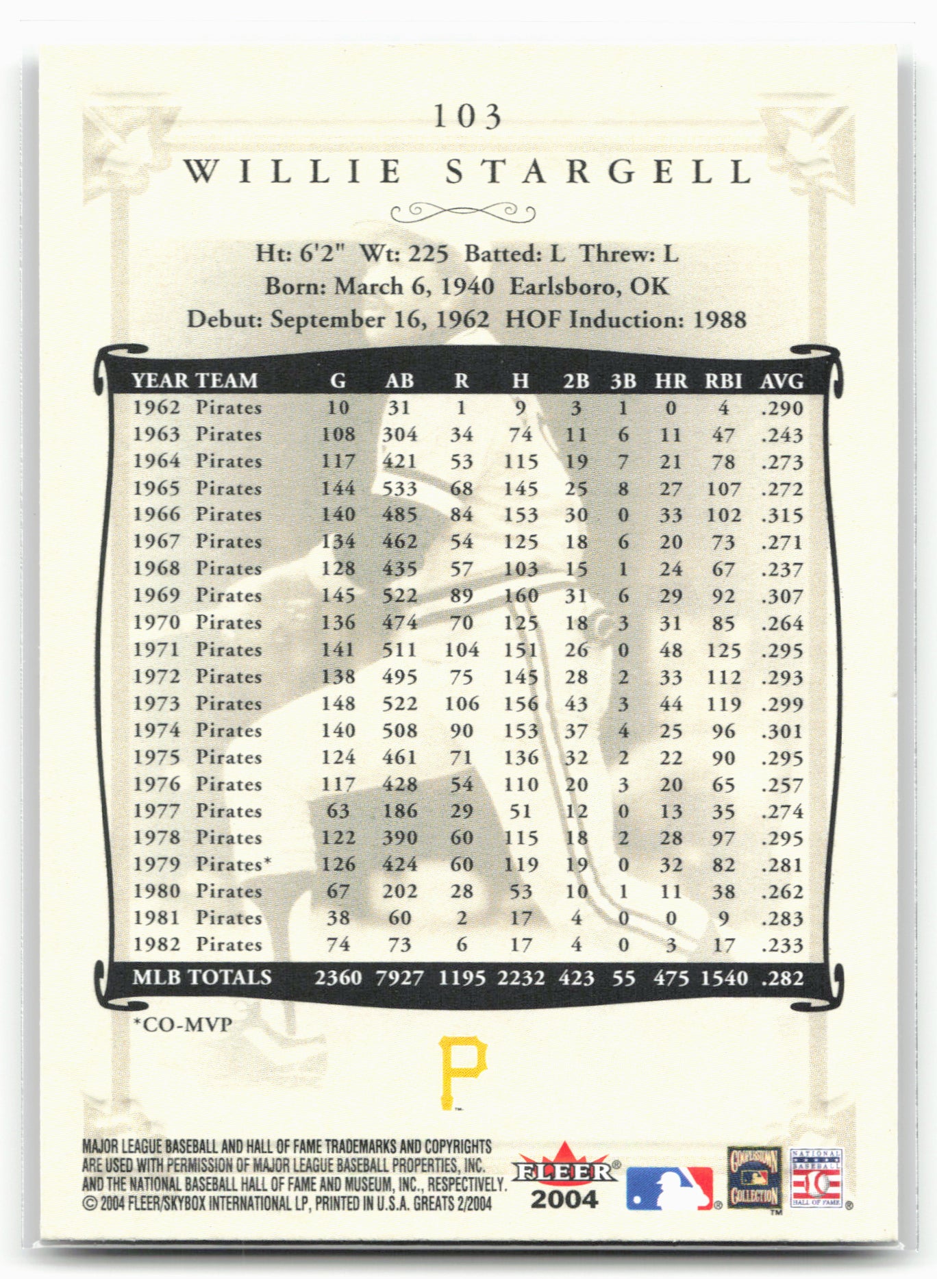 2004 Fleer Greats of the Game #103 Willie Stargell