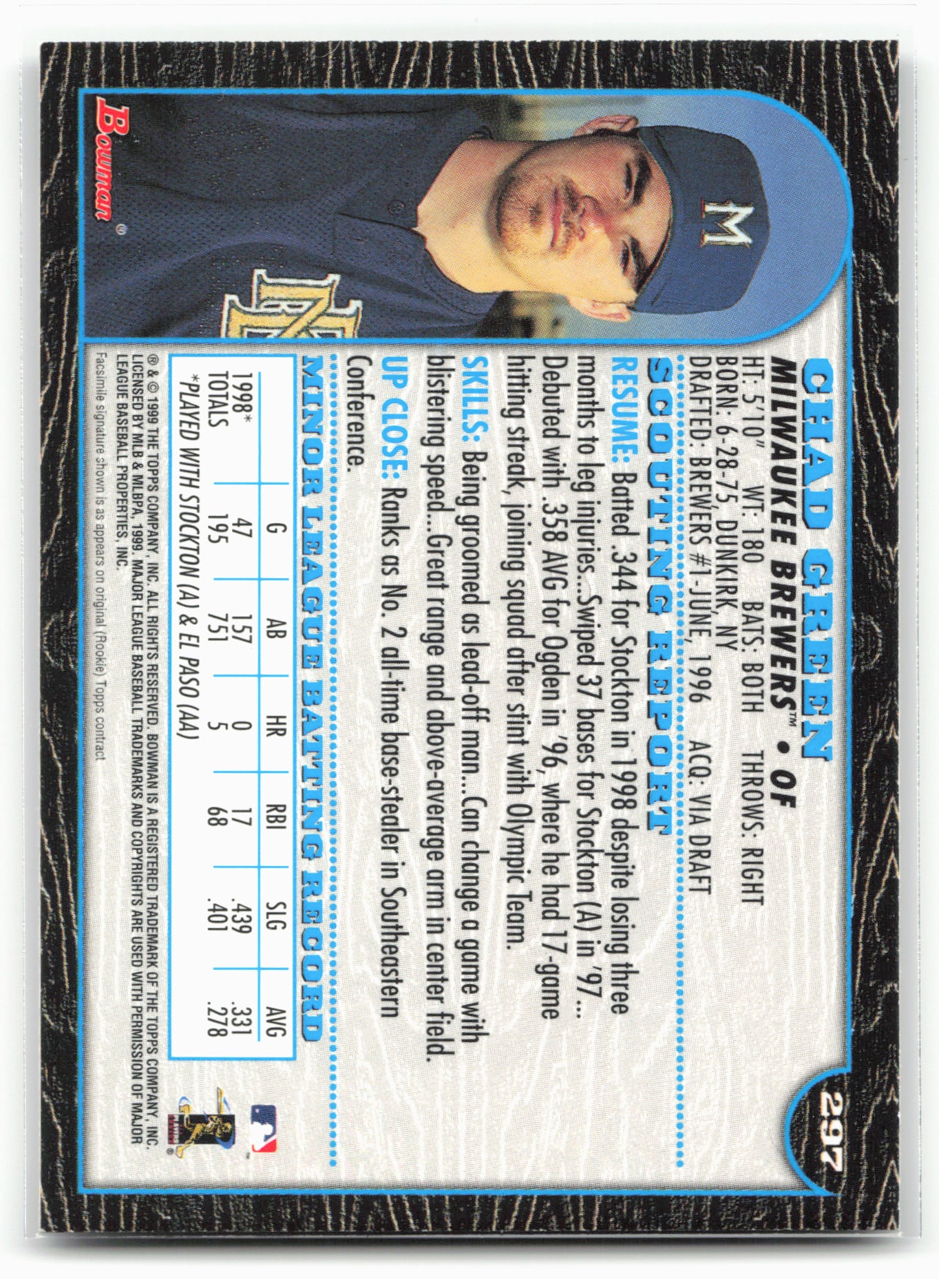 1999 Bowman #297 Chad Green