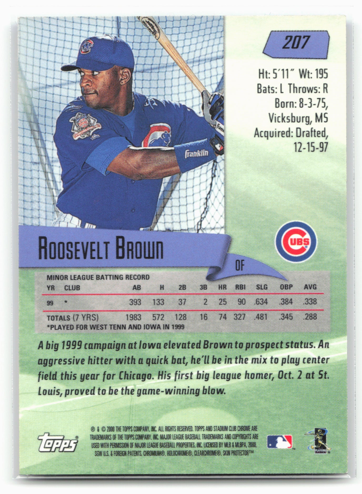 2000 Stadium Club Chrome #207 Roosevelt Brown