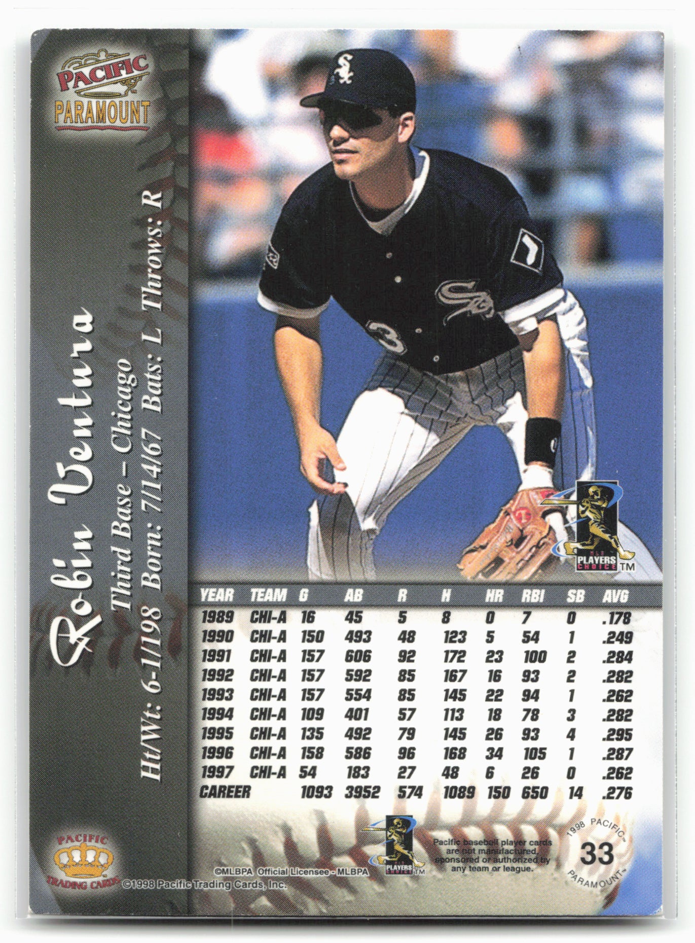 1998 Pacific Paramount #33 Robin Ventura