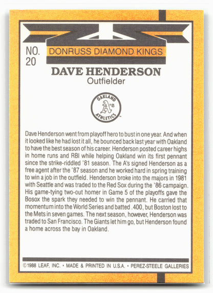 1989 Donruss #20 Dave Henderson